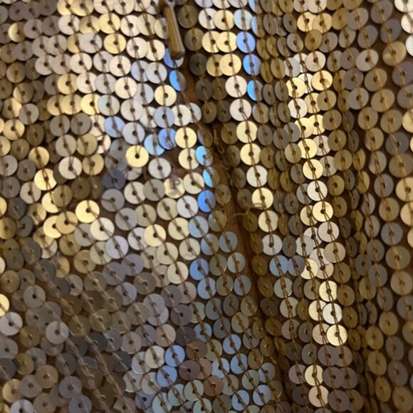 Gold Sequin Scala 100 % Silk Evening Top with Side Zipper, Size XL - Picture 7 of 8
